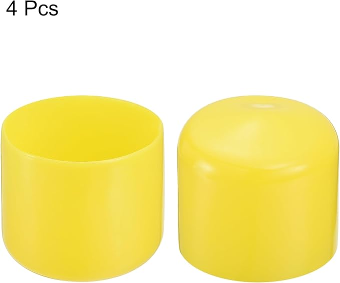 uxcell 4pcs Rubber End Caps 50mm(2") ID Vinyl Round Tube Bolt Cap Cover Screw Thread Protectors Yellow, 40mm Height