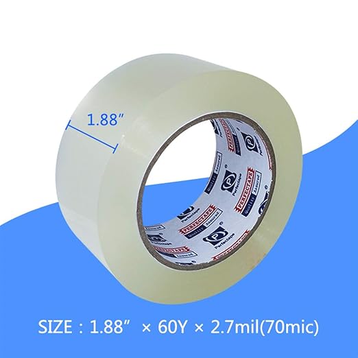 Heavy Duty Packing Tape 12 Rolls, Clear, 2.7 mil, Ultra Adhesive, 1.88" x 60 Yards, Refill for Packaging, Moving and Shipping