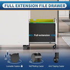 File Cabinet 2 Drawers on Wheels Under Desk,Locking Filing Cabinets for Home Office,Metal Vertical Files Drawers,Small Rolling Cabinet Printer Stand for Legal/Letter/A4( Assembly Required-White)