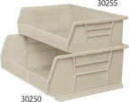 Akro-Mils 30250 AkroBins Plastic Storage Bins, Space-Saving Stackable Bins for Garage, Pantry, Craft Organization, 15" x 16" x 7", Stone, 6-Pack