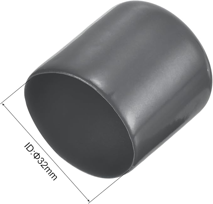uxcell 4pcs Rubber End Caps 1 1/4"(32mm) ID Vinyl Round End Cap Cover Screw Thread Protectors Dark Grey, 30mm Height