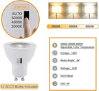 12PCS Dimmable LED White Track Lighting Heads (No Track Rails) with Dedicated Dimmer,Replaceable GU10 Bulbs,Switchable 3CCT Ceiling Spotlight Fixtures for Accent Lighting for Home,Store & Mobile Cart