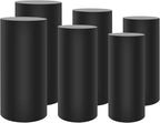 OUKANING 6 PCS Metal Display Pedestal Stands, Black Cylinder Display Stands Pillars, Decoration Cube Sculpture Display Column for Wedding Party Baby Shower Birthday, H27.56'', 26'', 23.62''