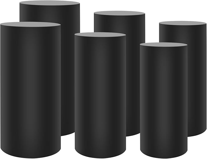 6Pcs Metal Pedestal Stand for Party, Large Black Cake Stand, Pedestal Display Plinth Pillars for Wedding Ceremony Birthday Party Art Decor, Column Decorative Cube for Wedding Dessert Table Display