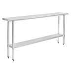 Hally Stainless Steel Table for Prep & Work 14 x 72 Inches, NSF Commercial Heavy Duty Table with Undershelf and Galvanized Legs for Restaurant, Home and Hotel