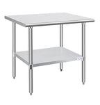 Hally Stainless Steel Table for Prep & Work 30 x 36 Inches, NSF Commercial Heavy Duty Table with Undershelf and Galvanized Legs for Restaurant, Home and Hotel