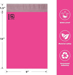 POLYSELLS 1000 pcs 9x12 Inches Pink Poly Mailers Shipping Envelopes, Strong Adhesive Sealing, Waterproof, and Tear-resistant Postal Mailing Bags for Clothing, Books, and Accessories