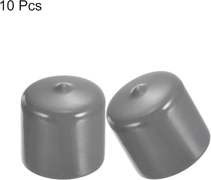 uxcell 10pcs Rubber End Caps 33mm ID Vinyl Round End Cap Cover Screw Thread Protectors Dark Grey