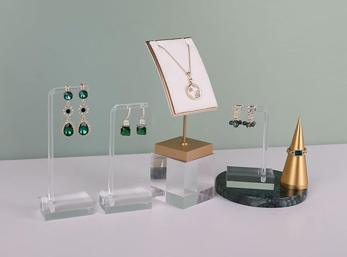 GemeShou 3pcs clear earring stand jewelry display for show, acrylic earring holder hanger for women, small earring jewelry display for selling Photo【Acrylic Earring L Stand-3pcs 】