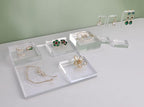 GemeShou Acrylic earring display risers for selling, Transparent jewelry display riser stand, clear ring riser tray for boutique store selling, Jewelry photo props【3.15 L x3.15 W x0.39 H inch 2pcs】