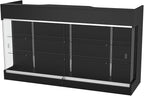 72" W x 22" D x 42" H - Tempered Glass Retail Display Case, Black Reception Desk, Retail Checkout Counter with Lockable Drawers, Suitable for Offices, Retail Stores and Boutiques