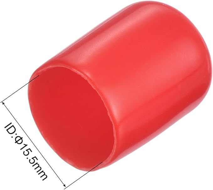 uxcell 10pcs Rubber End Caps 15.5mm ID Vinyl Round End Cap Cover Screw Thread Protector Red