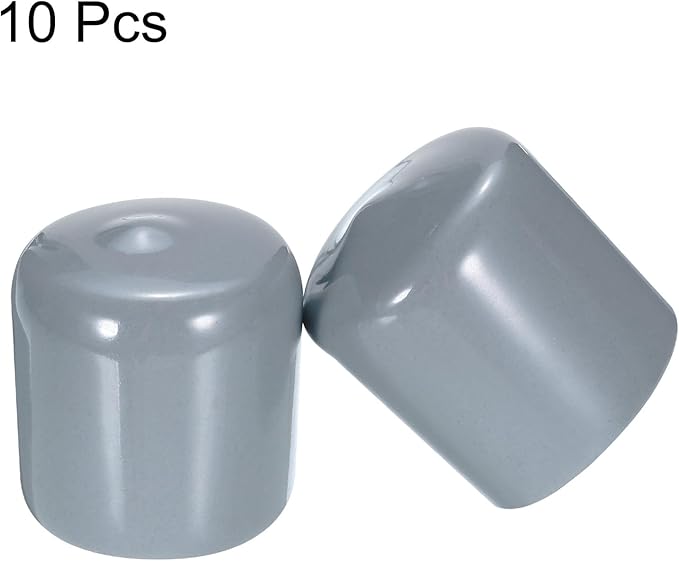 uxcell 10pcs Rubber End Caps 32mm(1.3") ID Vinyl Round End Cap Cover Screw Thread Protectors Grey