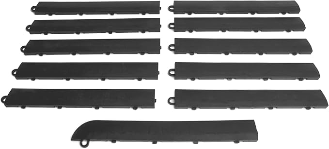 Big Floors Male Transition Edge Kit, Durable Interlocking Modular Garage Floor Edging, Compatible with RaceDeck, GarageTrac and GarageDeck Products, (11 Piece), Graphite