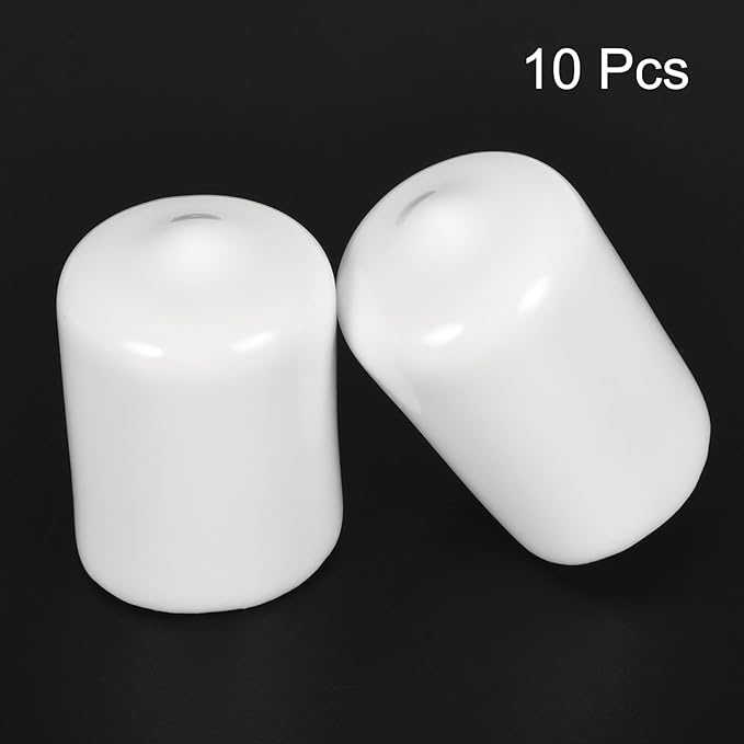 uxcell 10pcs Rubber End Caps 15mm ID Vinyl Round End Cap Cover Screw Thread Protectors White