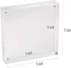 Meetu Acrylic 5x5 Picture Frame 2 Pack Clear Two Sided Desk Photo Frame Magnetic Frame Inner Size 4x4 with Gift Pack for Display Family Pictures Baby Photos Friends Pictures Pet Dog Picture
