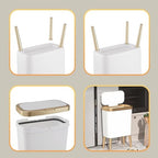 Procade 2Pack White Trash Can with Lid, Bathroom Trash Can with Gold Edge, Narrow Modern Garbage Can for Bedroom, Slim Plastic Trash Bin for Room,Kitchen, Living Room, Office,4 Gallon