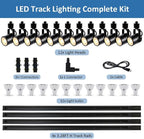 LED Track Lighting Kit, 3CCT 10W Track Lights Heads 3000K/4000K/6000K Adjustable with 13.1FT H-Type Track Light Rails 12PCS Ceiling Spotlight Fixture with Replaceable GU10 Bulbs