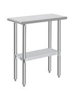 Hally Stainless Steel Table for Prep & Work 30 x 12 Inches, NSF Commercial Heavy Duty Table with Undershelf and Galvanized Legs for Restaurant, Home and Hotel