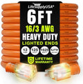 6ft Outdoor/Indoor Extension Cord 16/3 Gauge Heavy Duty 3 Prong SJTW, Waterproof, Flexible Cold-Resistant Long Power Cord,13A 125V 1625W, Orange by LifeSupplyUSA