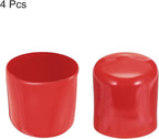 uxcell 4pcs Rubber End Caps 39mm ID Vinyl Round End Cap Cover Screw Thread Protectors Red, 30mm Height