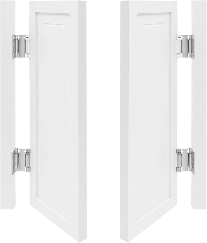 Solid Wood Interior Swing Door with Metal Hinges - Swinging Cafe Doors for Kitchen, Stairs, Bedroom Entrance & Partition (White, 31.5"X35.43")
