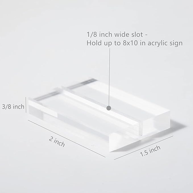 UNIQOOO 2" Clear Acrylic Stand | 10 Pack 2.8mm Slot Wedding Sign Holders, Perfect for Wedding, Table Number, Exhibition, Office, Restaurant, Business