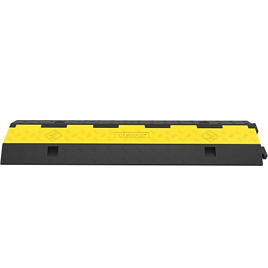 VEVOR Cable Protector Ramp, 4 Packs 2 Channels Rubber Modular Speed Bumps Rated 11000 LBS Load Capacity, Protective Wire Cord Ramp Driveway Rubber Traffic Speed Bumps Hump Cable Protector