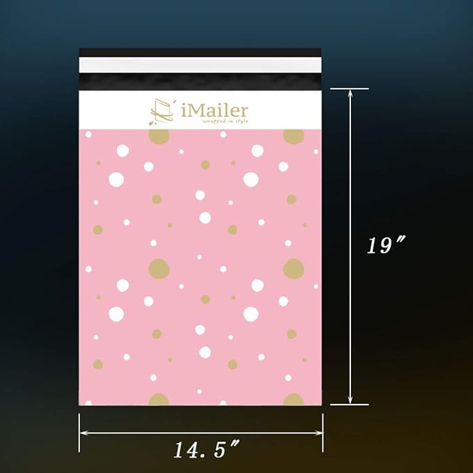 100 Count - 14.5 x 19 inch, Pink Polka Dot - Thank You Poly Mailer Envelope, Mailing Shipping Bags with Self Seal Strip