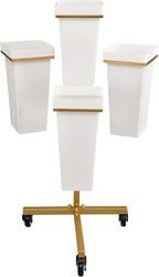 DYALE Flower Display Stand with Buckets - Flower Cart with Wheels for Bouquet Shop, Metal Flower Rack Display Stand for Wedding Garden, Party, Events (Gold, Square buckets)