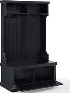 Pemberly Row Tall Entryway Hall Tree with Storage Bench in Distressed Black