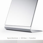 Frameless Makeup Mirror, 12" Length Aluminum Desk Mirror, Vanity Mirror for Counter, Bedroom, Bathroom, Dorm