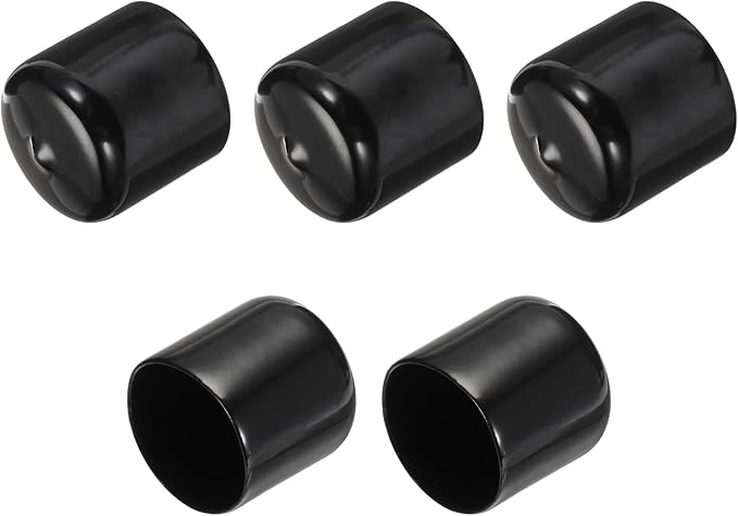 uxcell 5pcs Rubber End Caps 31mm ID Vinyl Round Tube Bolt Cap Cover Screw Thread Protectors Black