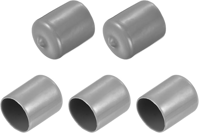 uxcell 5pcs Rubber End Caps Protective Caps 24mm ID Vinyl PVC Round Tube Bolt Cap Cover Screw Thread Protectors Light Gray