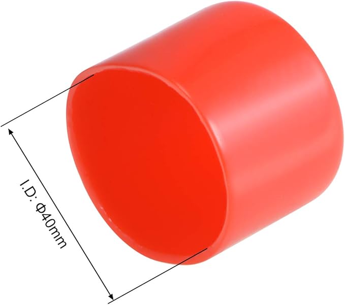 uxcell 4pcs Rubber End Caps 40mm ID Vinyl Round End Cap Cover Screw Thread Protectors Red, 40mm Height