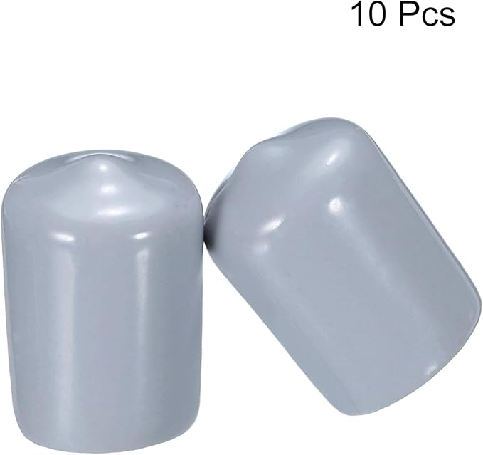 uxcell 10pcs Rubber End Caps 15mm ID Vinyl Round End Cap Cover Screw Thread Protectors, Grey