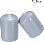 uxcell 10pcs Rubber End Caps 15mm ID Vinyl Round End Cap Cover Screw Thread Protectors, Grey