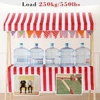 Foldable Wooden Market Stall Display Stand with Canopy & Tablecloth - Outdoor Retail Kiosk for Crafts, Food, Toys & Lemonade - Portable Concession Booth (Red, 180x60cm)