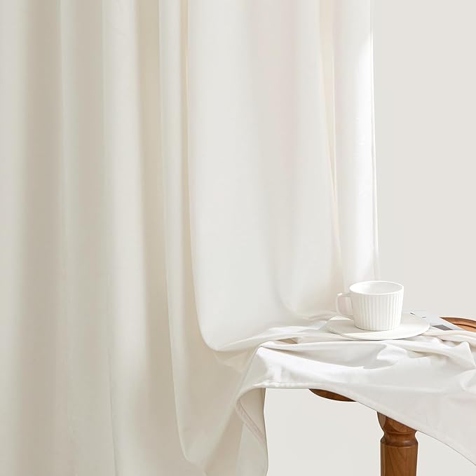 MIULEE Ivory Velvet Curtains 96 inches Long, Pinch Pleated Blackout Drapes with Hooks, Cream Thermal Insulated Pinch Pleat Panels for Bedroom Living Room, 2 Panels
