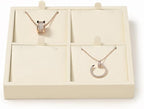Oirlv Microfiber 4 Slots Jewelry Pendant Display Tray Jewelry Necklace Organizer Display Tray(Beige)