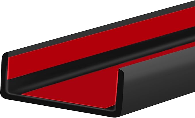 Rubber Edge Trim, 2-1/2 inch Wide U Channel Edge Trim, Big Size U Shaped Trim, Self Adhesive Edge Banding for Plywood, Woods, Doors, Shelf, Cabinet, Countertop, Length 20Ft, Black