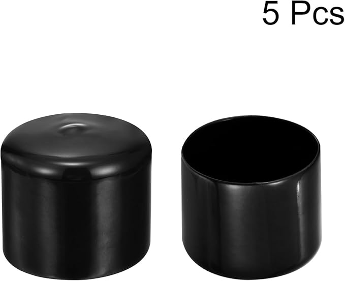 uxcell 5pcs Rubber End Caps 2"(51mm) ID Vinyl PVC Round Tube Bolt Cap Cover Screw Thread Protectors Black