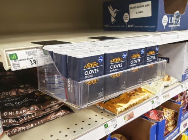 Clear Merchandising Shelf Extender | 10"W x 3"H x 4"D | Heavy Duty Gondola Brackets | Clear