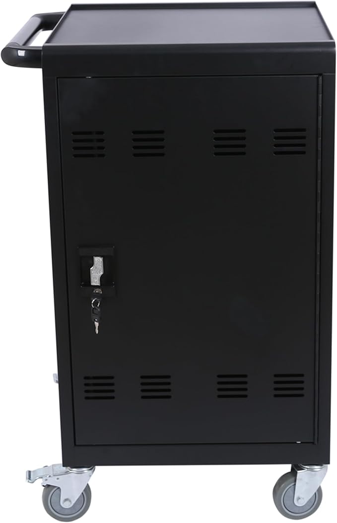 32 Devices Laptop Charging Cart, Tablet Storage Carts for Pad Up to 16.3" Screen Size, Classroom Computer Mobile Charging Station for Pads,Chromebooks,Laptops,Security Storage (Black)
