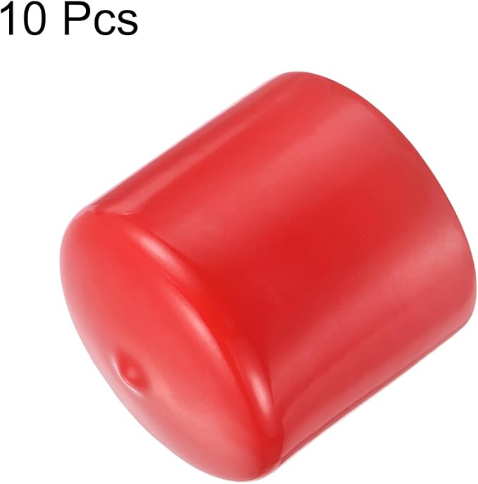 uxcell 10pcs Rubber End Caps 49mm ID Vinyl Round End Cap Cover Screw Thread Protector Red