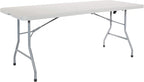 Office Star Resin Rectangle Center-Folding Portable Table for Picnics, Camping, and Tailgating, 6 Feet