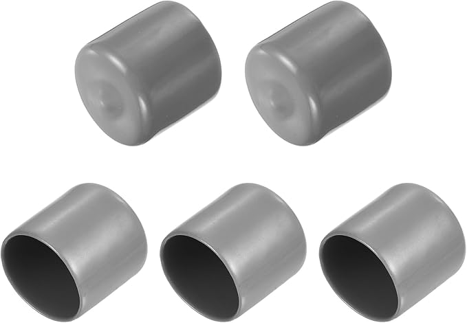 uxcell 5pcs Rubber End Caps Protective Caps 26mm ID Vinyl PVC Round Tube Bolt Cap Cover Screw Thread Protectors Light Gray