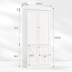 70.8" Tall Farmhouse Kitchen Pantry Cabinet with Doors, Modular Storage Cabinet with 4-Tier Adjustable Shelves, White, Wooden Hutch for Living Room, Kitchen, Set of 2