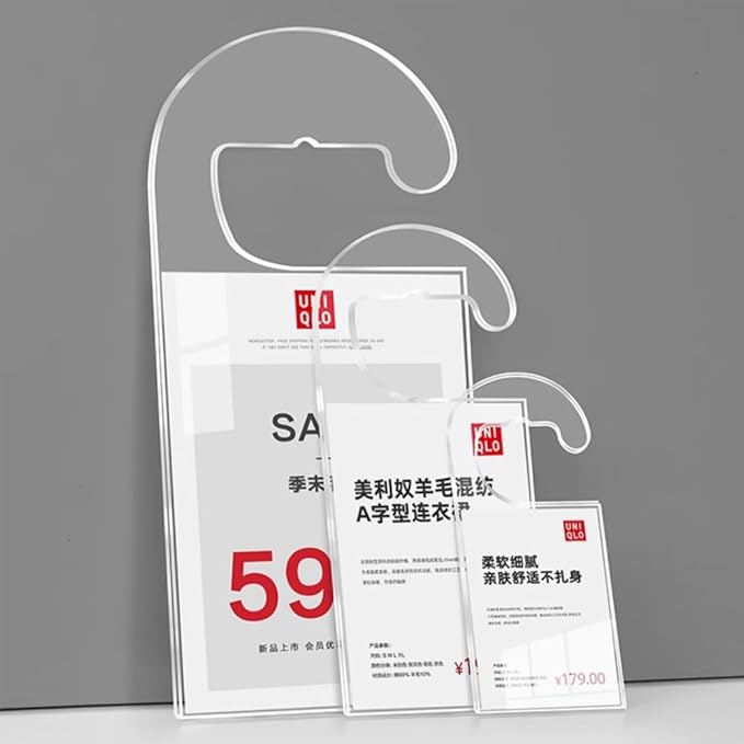 2 Pack Label Holder Price Tag Displays Sign Holder Data Card Holder Ads Display Stand for Retail Store Clothing Price Tag (S 70*100mm/2.76*3.94inches)