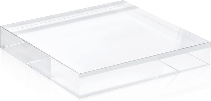 Red Co. Crystal Clear Polished Solid Acrylic Cube Jewelry Display Stand Pedestal Riser, 1” x 6” x 6”